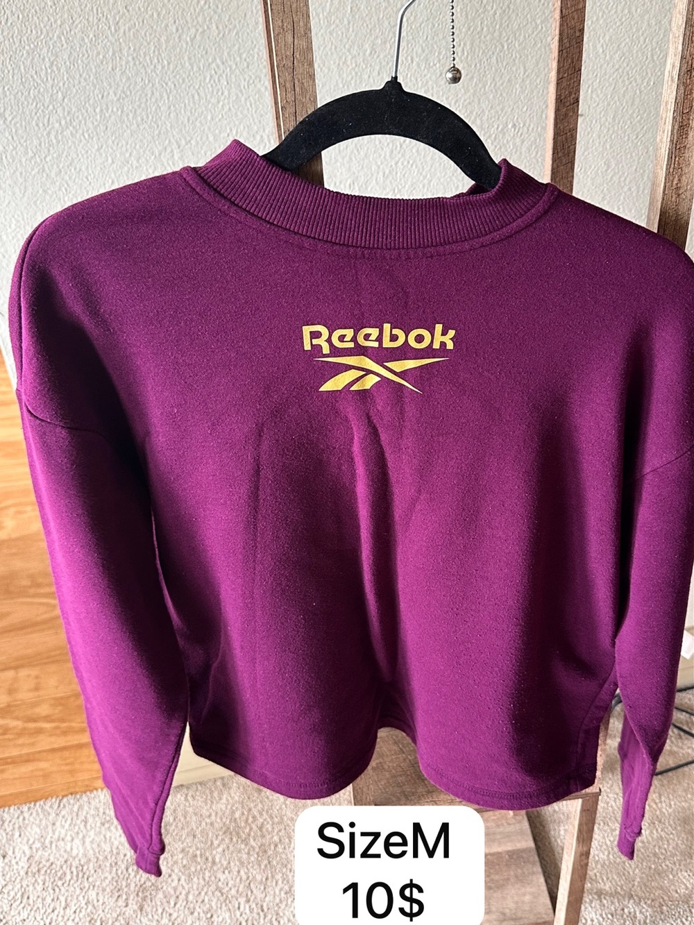 Reebok Plum Crewneck Sweatshirt with Yellow Logo
